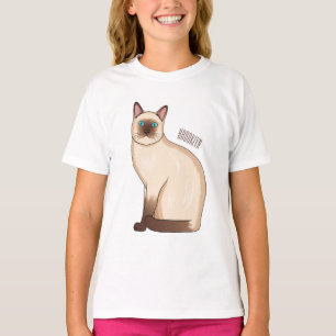 Camiseta Ilustração de desenho animado de gato siamês