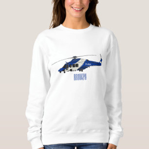 Camiseta ilustração de desenho animado de helicóptero da po