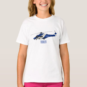 Camiseta Ilustração de desenho animado de helicóptero polic