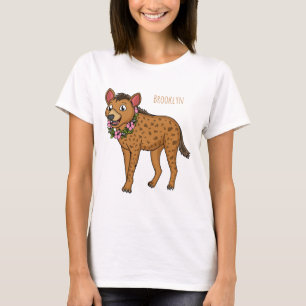 Camiseta Ilustração de desenho animado de Hyena e flores
