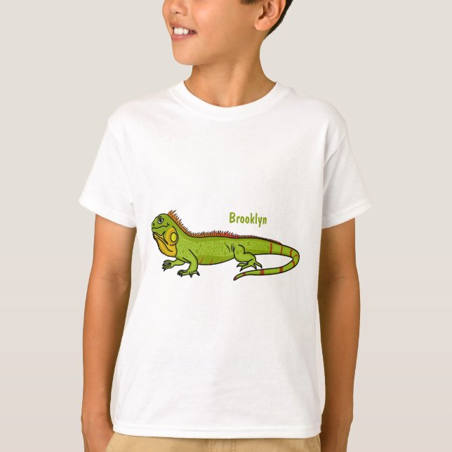 Camiseta Ilustração de desenho animado de iguana verde feli (Frente)