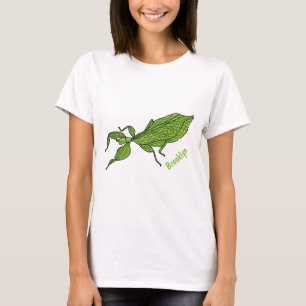Camiseta Ilustração de desenho animado de insetos de folh