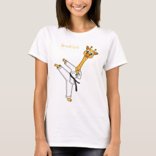 Camiseta Ilustração de desenho animado de Kung Fu girafa