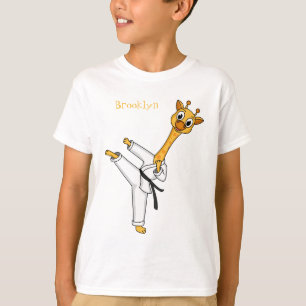 Camiseta Ilustração de desenho animado de Kung Fu girafa