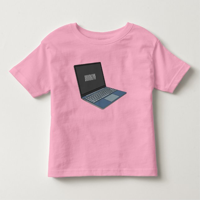 Camiseta ilustração de desenho animado de laptop (Frente)