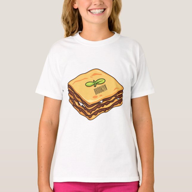 Camiseta Ilustração de desenho animado de Lasagna (Frente)