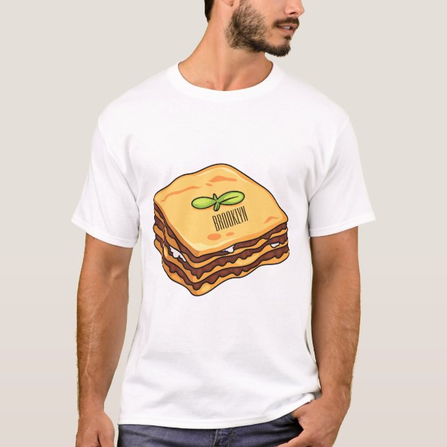 Camiseta Ilustração de desenho animado de Lasagna (Frente)