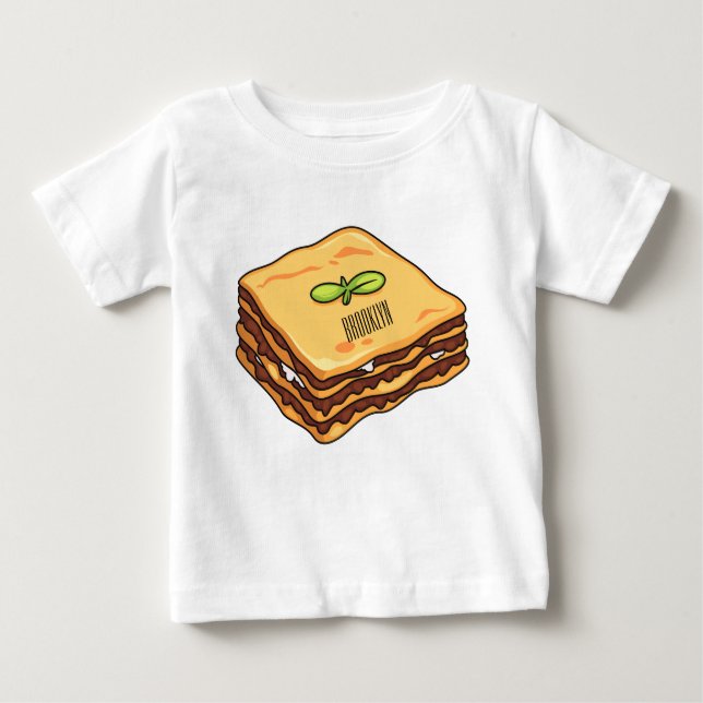 Camiseta Ilustração de desenho animado de Lasagna (Frente)