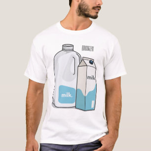 Camiseta Ilustração de desenho animado de leite