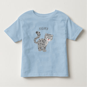 Camiseta Ilustração de desenho animado de leopardo-da-neve