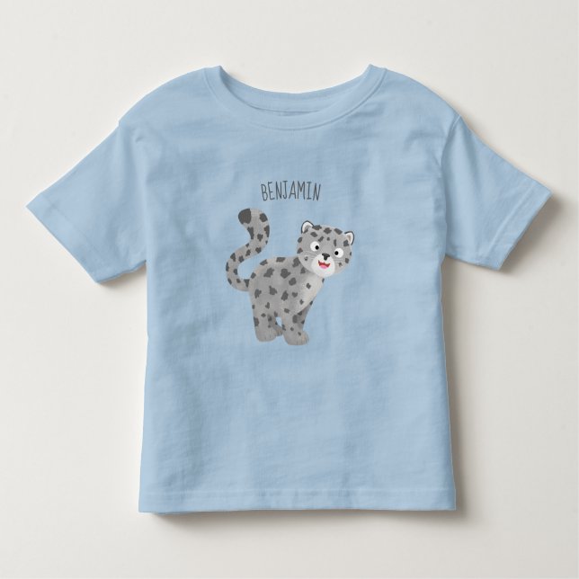 Camiseta Ilustração de desenho animado de leopardo-da-neve (Frente)