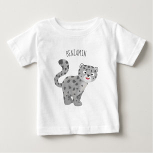 Camiseta Ilustração de desenho animado de leopardo-da-neve