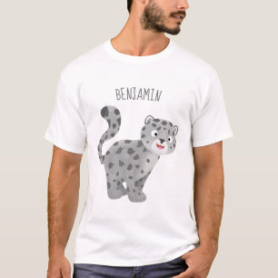 Camiseta Ilustração de desenho animado de leopardo-da-neve