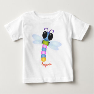 Camiseta Ilustração de desenho animado de libélula azul
