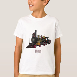 Camiseta Ilustração de desenho animado de locomotiva a vapo