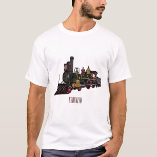 Camiseta Ilustração de desenho animado de locomotiva a vapo