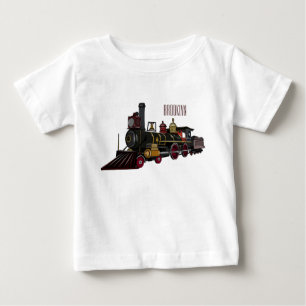 Camiseta Ilustração de desenho animado de locomotiva a vapo