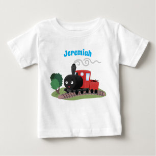 Camiseta Ilustração de desenho animado de locomotiva de com