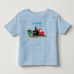 Camiseta Ilustração de desenho animado de locomotiva de com