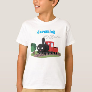 Camiseta Ilustração de desenho animado de locomotiva de com