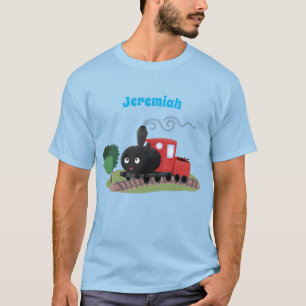 Camiseta Ilustração de desenho animado de locomotiva de com