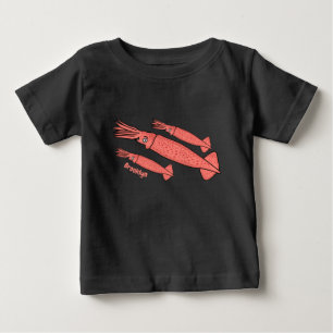 Camiseta Ilustração de desenho animado de lula feliz rosa