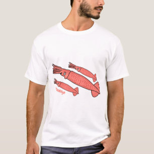 Camiseta Ilustração de desenho animado de lula feliz rosa