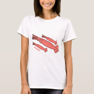 Camiseta Ilustração de desenho animado de lula feliz rosa