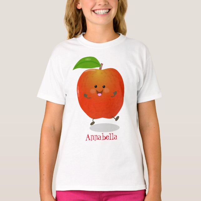 Camiseta Ilustração de desenho animado de maçã dançante (Frente)