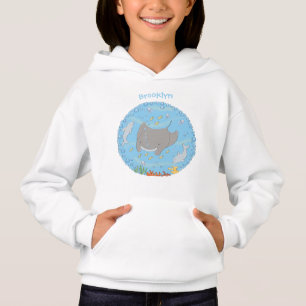 Camiseta Ilustração de desenho animado de manta-branca e bo