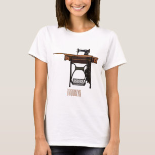 Camiseta Ilustração de desenho animado de máquina de costur