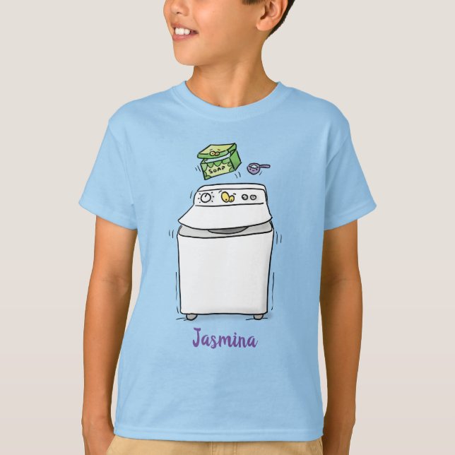 Camiseta Ilustração de desenho animado de máquina de lavar  (Frente)