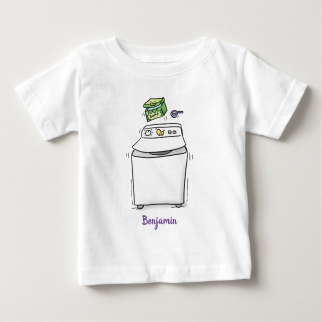 Camiseta Ilustração de desenho animado de máquina de lavar  (Frente)