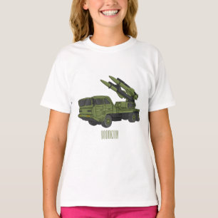 Camiseta Ilustração de desenho animado de mísseis militares