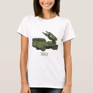 Camiseta Ilustração de desenho animado de mísseis militares