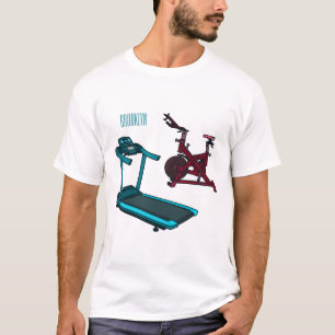 Camiseta Ilustração de desenho animado de moinho e biciclet