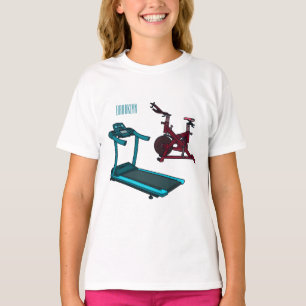 Camiseta Ilustração de desenho animado de moinho e biciclet