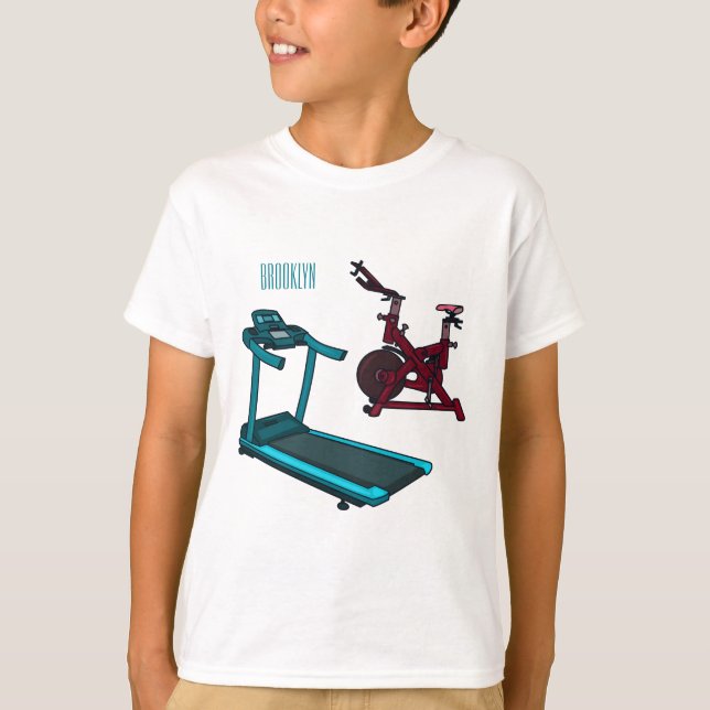 Camiseta Ilustração de desenho animado de moinho e biciclet (Frente)