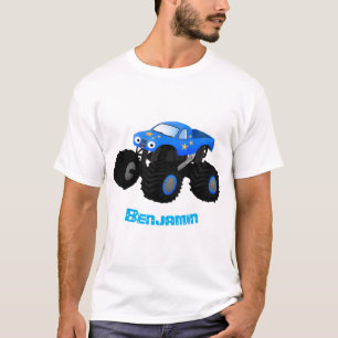 Camiseta Ilustração de desenho animado de monstro azul boni