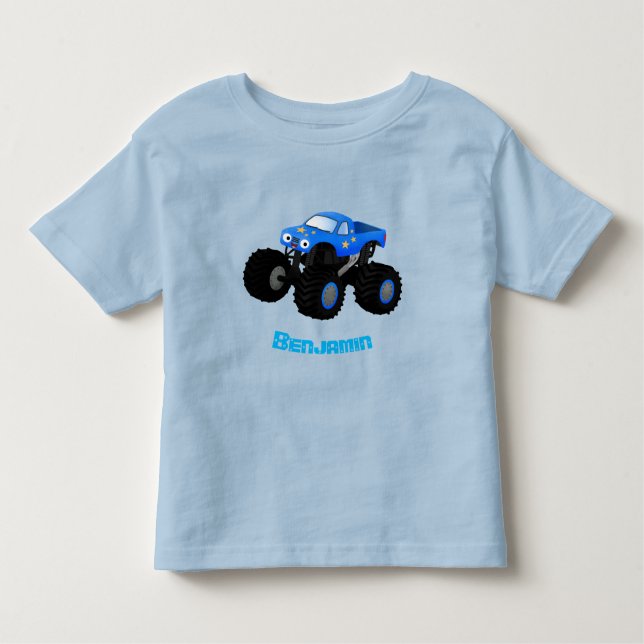 Camiseta Ilustração de desenho animado de monstro azul boni (Frente)