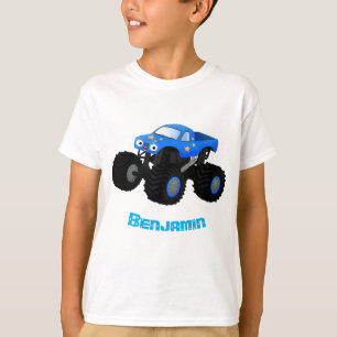 Camiseta Ilustração de desenho animado de monstro azul boni