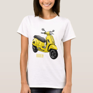 Camiseta Ilustração de desenho animado de motocicleta