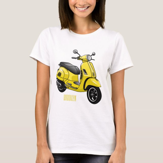 Camiseta Ilustração de desenho animado de motocicleta (Frente)