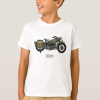 Ilustração de desenho animado de motocicleta milit