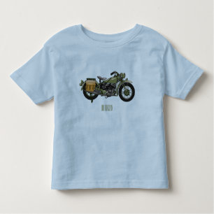 Camiseta Ilustração de desenho animado de motocicleta milit