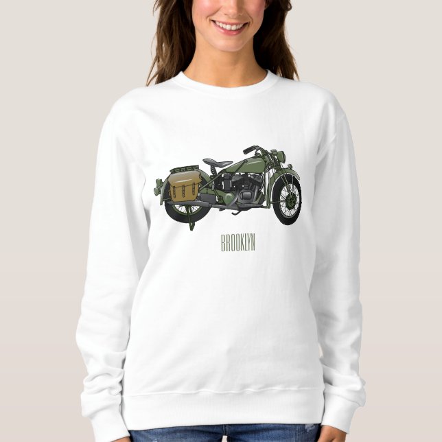 Camiseta Ilustração de desenho animado de motocicleta milit (Frente)