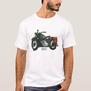 Camiseta Ilustração de desenho animado de motocicleta milit