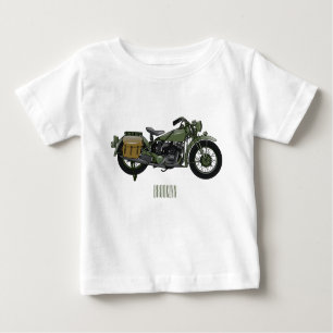 Camiseta Ilustração de desenho animado de motocicleta milit