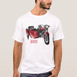 Camiseta Ilustração de desenho animado de motociclo Sidecar