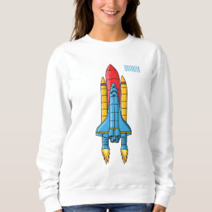 Camiseta Ilustração de desenho animado de navio-foguete